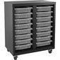 Mobile Storage Cabinets with Bins 30 x 18 x 36 in. H black
