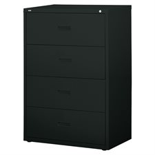 Lateral File 4 drawers. 30 x 19 x 52-1/2 in. H. black