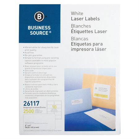 Étiquettes d’adresse premium Paquet de 250 feuilles 2 x 4 po. (2500)