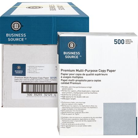 Papier photocopie BUSINESS SOURCE® Boîte de 2500 (5 paquets de 500) lettre
