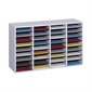 Wood Mailroom Organizer 36 compartments. 39-1/4 x 11-3/4 x 24 in. H grey