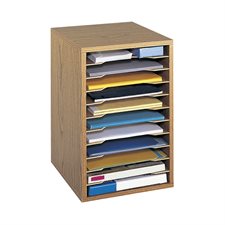 Wood Mailroom Organizer 11 compartments. 10-3/4 X 12 X 16 in. H oak