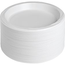 Assiettes rondes en plastique Blanc 10-3/4 po