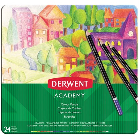 Colored Pencils, 3.3mm Core, Metal Tin, 24 Count