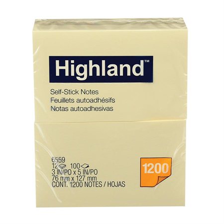 Feuillets autoadhésifs Highland™ Jaune 3 x 5 po.