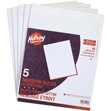 White Figuring Pad Ruled 1/4". Package of 5. 8-3/8 x 10-7/8"