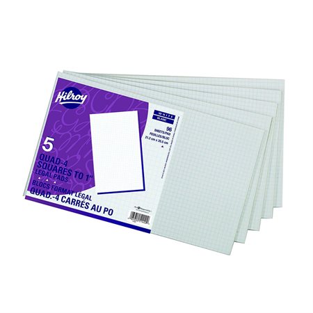White Figuring Pad Quadruled 4 sq. / in. Package of 5. 8-3 / 8 x 14"