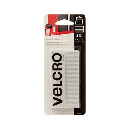 Bandes adhésives industrielles Velcro® Paquet de 2 bandes, 4" x 2". blanc