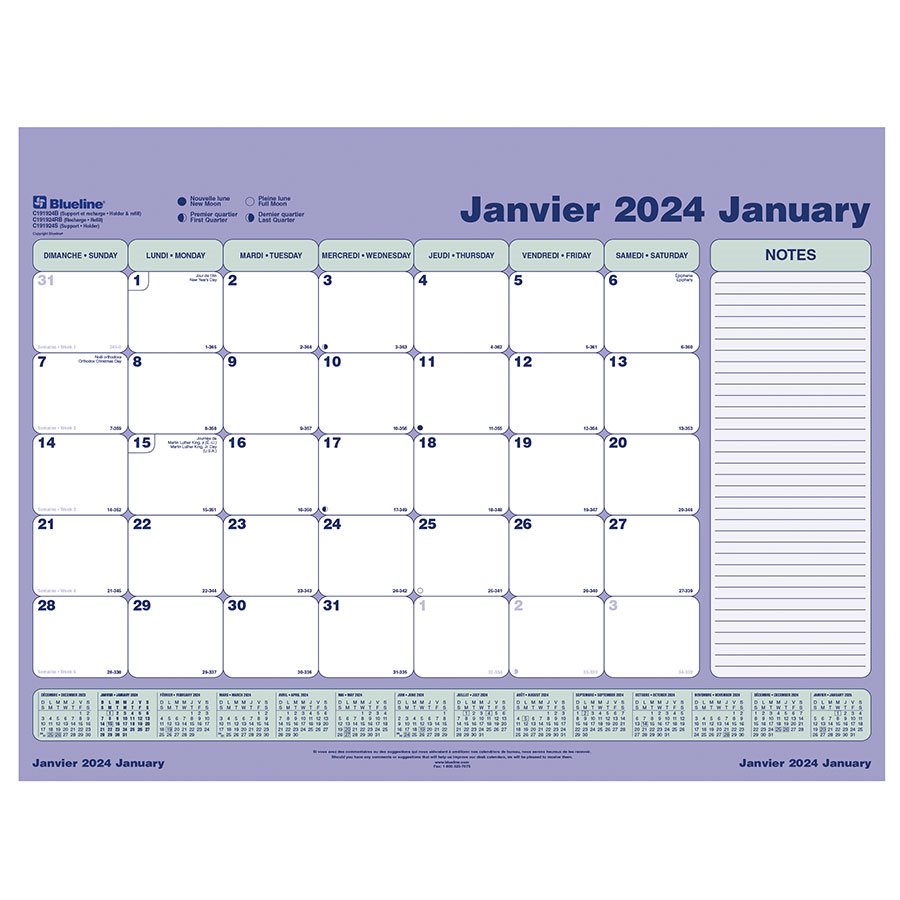 Buropro | Calendrier sous-main mensuel (2023) Recharge 23-1 / 2 x 18-3