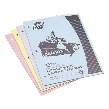 Cahier d'exercices ligné Canada à trois trous (paquet de 4)
