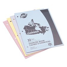 Cahier d'exercices Canada Ligné. 32 pages. Paquet de 4.