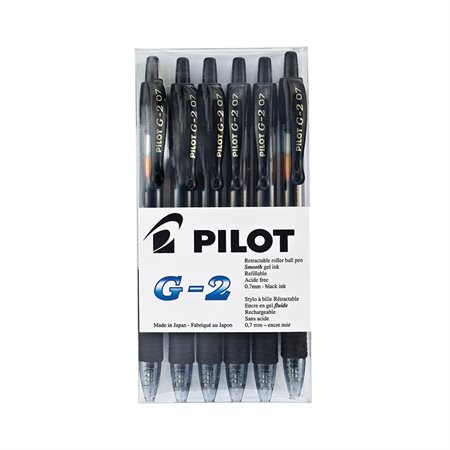 G2 Retractable Roller Pen 0.7 mm. Box of 6 black