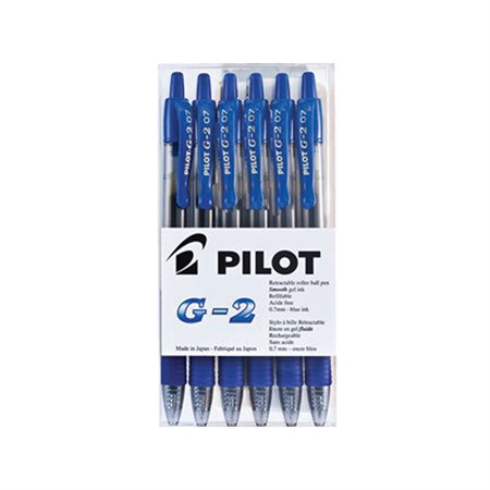 G2 Retractable Roller Pen 0.7 mm. Box of 6 blue