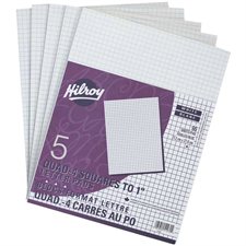White Figuring Pad Quadruled 4 sq./in. Package of 5. 8-3/8 x 10-7/8"