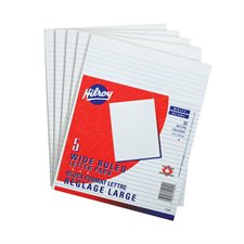 Bloc de papier blanc Ligné 5/16". Paquet de 5. 8-3/8 x 10-7/8"