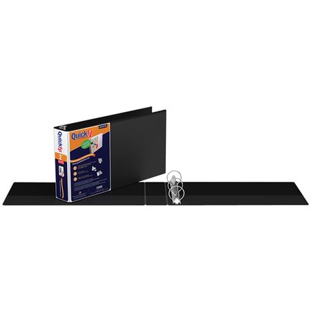 Deluxe QuickFit®  Heavy-Duty Spreadsheet &  Legal Presentation Binder Landscape format, round rings 2 in. - noir