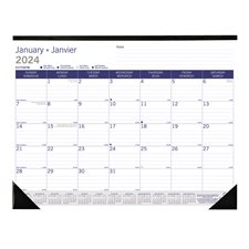 DuraGlobe Monthly Desk Pad Calendar (2024) bilingual
