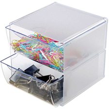 Stackable Cube Organizer 2 drawers transparent
