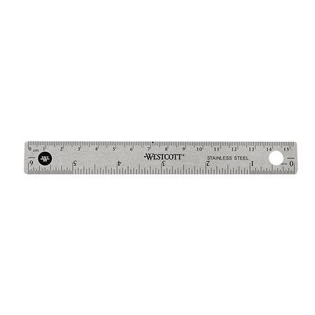 Metal Ruler with Cork Backing 15 cm metric  /  6”
