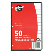Ruled Loose Leaf Sheets 8-3/8 x 5-7/16 in. (50 sheets)