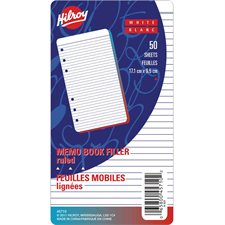Ruled Loose Leaf Sheets 3-3/4 x 6-3/4 in. (50 sheets)