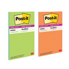 Post-it® Super Sticky Notes - Energy Boost Collection 5 x 8 in., lined 45-sheet pad (pkg 2)