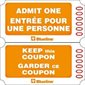 Billets d'entrée Rouleau de 2000 billets, doubles. orange