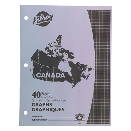 Cahier d'exercices Canada Quadrillé. 4 carrés / pouce, 40 pages.