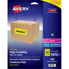 Fluorescent Labels 2-5/8 x 1". Package of 750. yellow