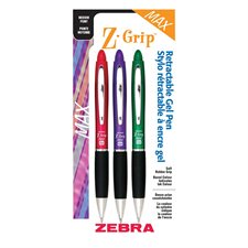Z-Grip Max Retractable Gel Ink Pens Set of 3 assorted colours