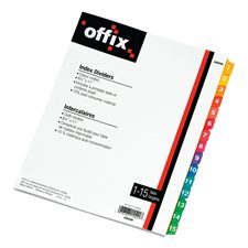 Offix® Colour-Coded Index Dividers 1-15