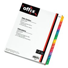 Intercalaires à code couleur Offix® 1-31