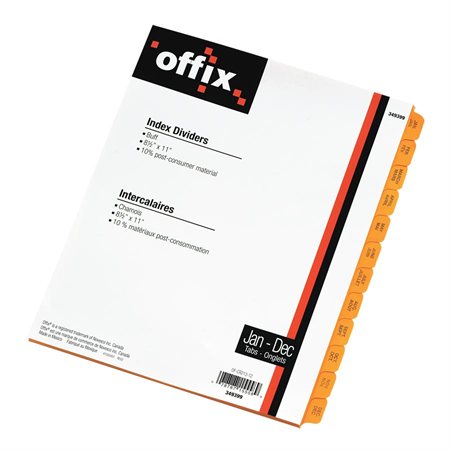 Offix® Buff  Index Dividers JAN-DEC