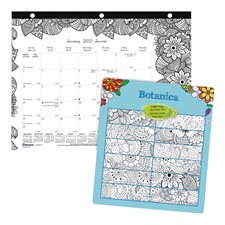 DoodlePlan™ Monthly Desk Pad Calendar (2023) 11 x 8-1/2", 3-hole punched for binder botanica
