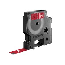 D1 Tape Cassette for Dymo® Labeller Durable tape. 12 mm x 3 m. white on red