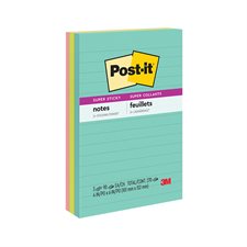 Post-it® Super Sticky Notes - Miami Collection 4 x 6 in., lined 90-sheet pad (pkg 3)
