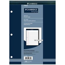 Cambridge® Office Pad Letter. Ruled 5/16”, 3-hole punched. 70 sheets. white