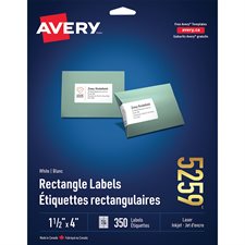 Easy Peel® White Laser Mailing Labels Package of 25 sheets 4 x 1-1/2"  (350)