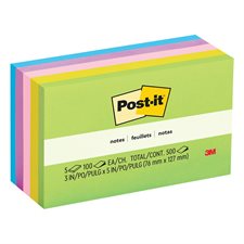 Feuillets originaux Post-it® - collection Jaipur 3 x 5 po bloc de 100 feuillets (pqt 5)