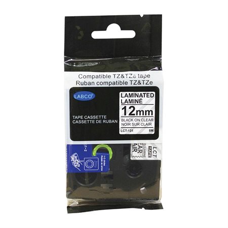 Ruban compatible pour imprimante à étiquettes Noir sur clair 12 mm