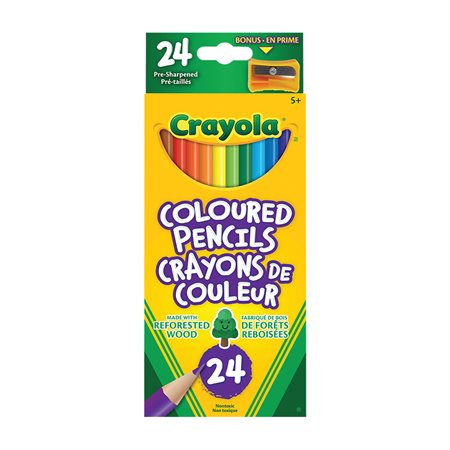 Crayons à colorier en bois Crayola® Boite de 24 avec taille-crayon