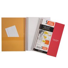 Five Star® Spiral Notebook 5 subjects, 360 ruled pages. 9-1/2 x 6"