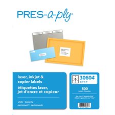 Étiquettes pour imprimante laser, jet d'encre et copieurs 4 x 3-1/3" (600)