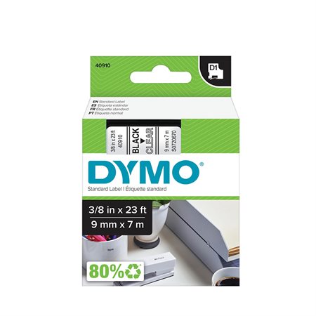 D1 Tape Cassette for Dymo® Labeller 9 mm x 7 m black on clear
