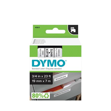 Cartouches D1 pour étiqueteuses Dymo® 19 mm x 7 m noir sur blanc