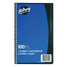Spiral notebook 1 subject, 100 pages. blue