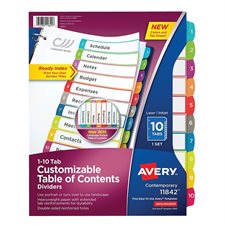 Ready Index® Customizable Table of Contents Dividers 1-10