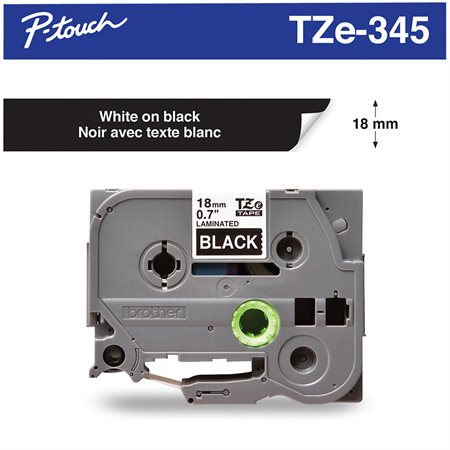 Ruban d'impression P-Touch TZe 18 mm blanc sur noir