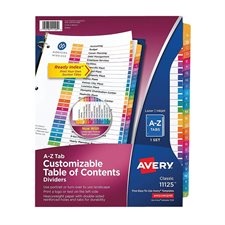 Ready Index® Customizable Table of Contents Dividers A - Z