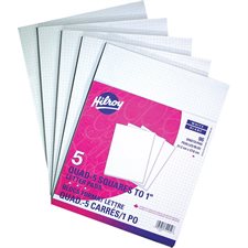 White Figuring Pad Quadruled 5 sq./in. Package of 5. 8-3/8 x 10-7/8"